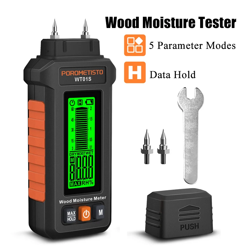 WT01S Wood Moisture Meter Two Pins Digital Humidity Meter Wood/Wall/Concrete Detection Moisture Tester Timber Damp Detector