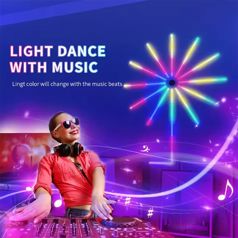 Hot‑selling New Year Firework LED Strip Lamp, Bluetooth APP Controlled Sound‑Activated Rhythm Marquee Atmosphere Light