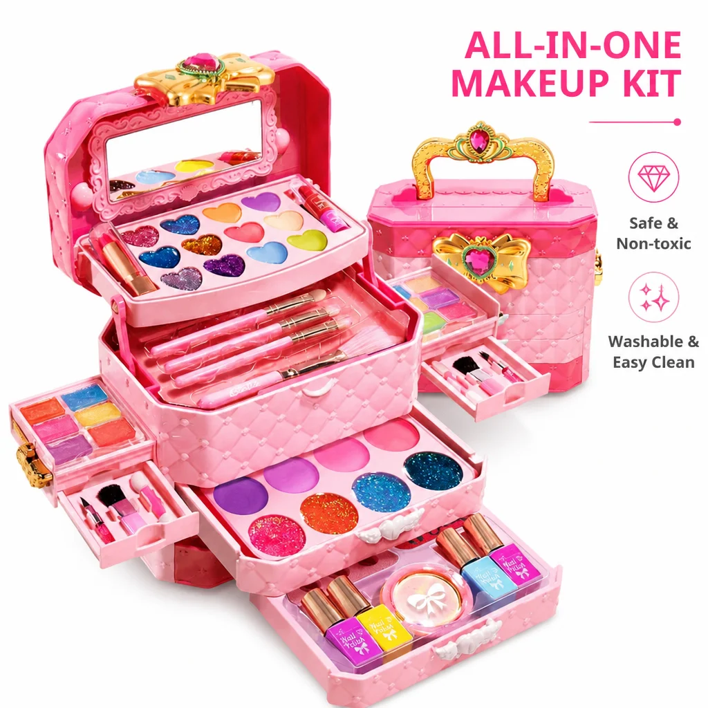 Makeup Girl Toys - Kids Makeup Kit for Girl, Real Make Up Set, Little Girls Makeup Kit for Toddler Kid Children Pr Ages 3+