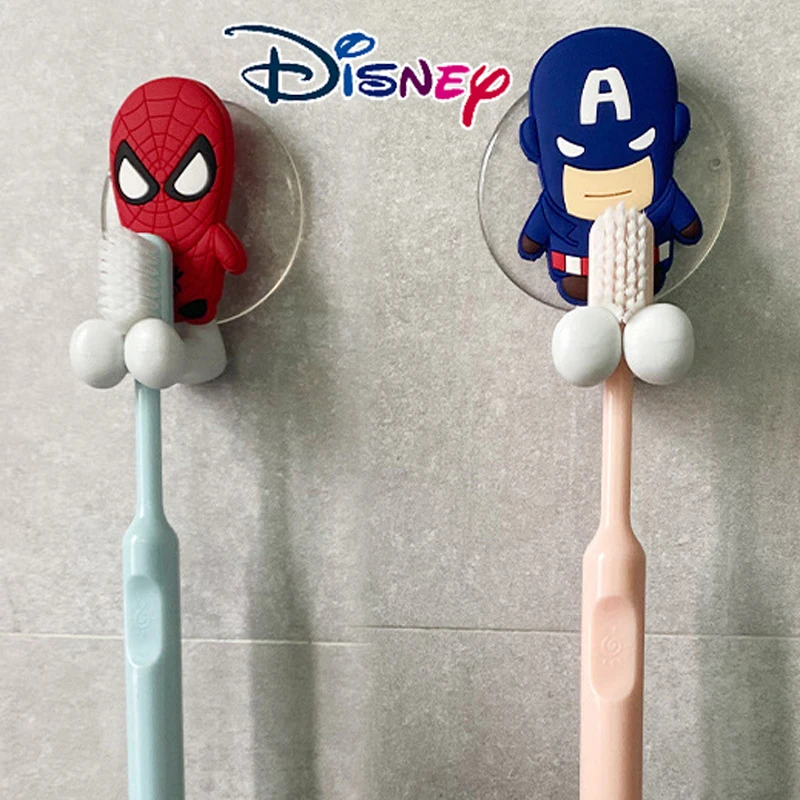 Disney Spiderman Hulk Kids Toothbrush Holder Frozen Mandalorian Anime Figure Cartoon Wall Hanging Shelf Bathroom Toy Gifts