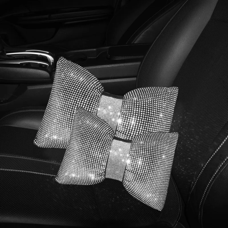 Star Sky Pillow, Car Pillow, Cool And Shiny, Rhine Stone Butterfly Knot Car Seat Headrest, Designed Specifically For Women