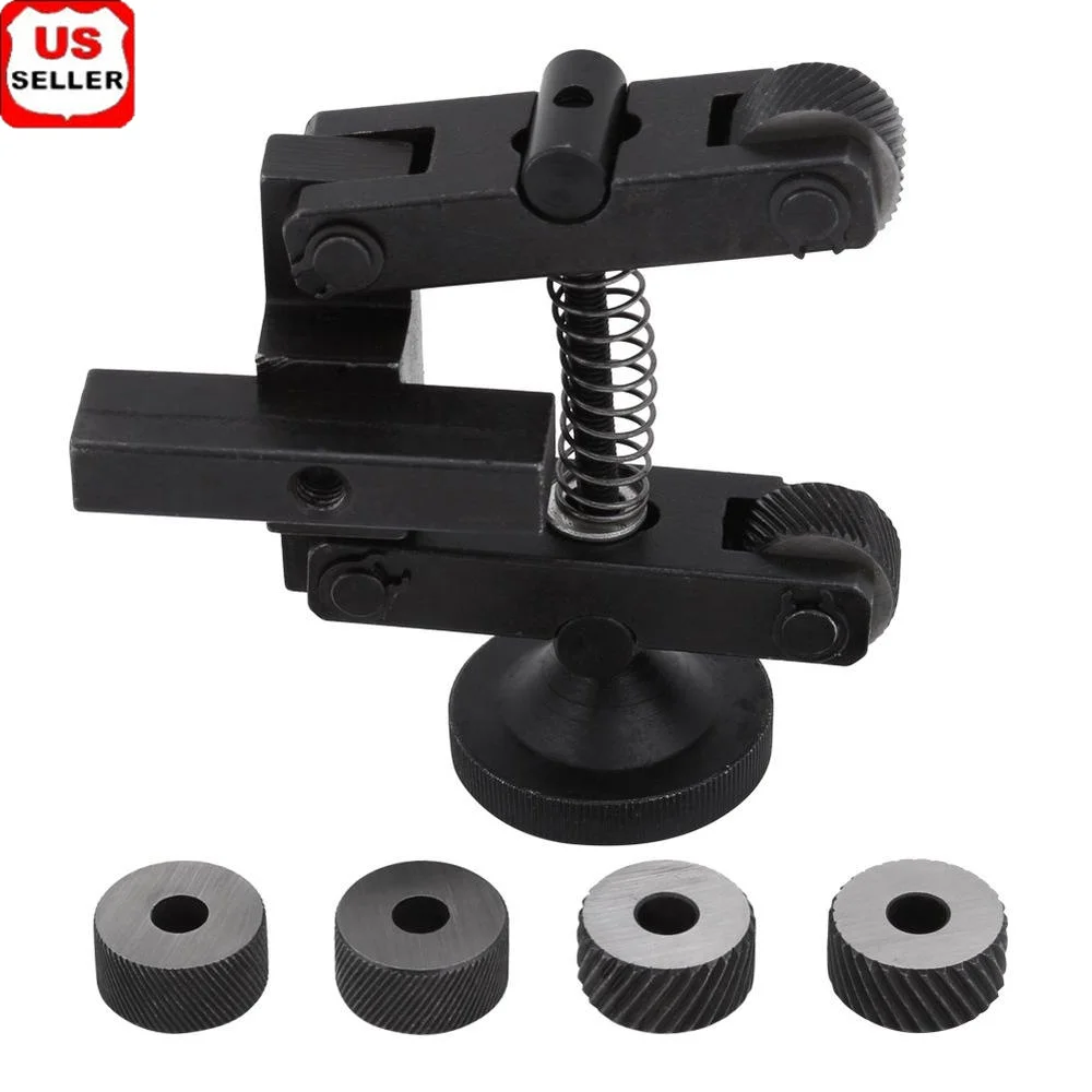 Adjustable Knurling Tool Holder with Spring Loaded Shank and Spare Wheels