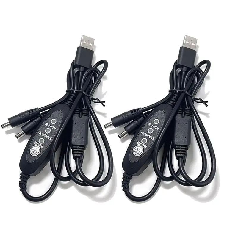 M51K-Cooling Clothes Fan Cable Fan Controller Adaptor Connector USB Fan Speed Controller 2PCS 3 Stage Wind Power Adjustment