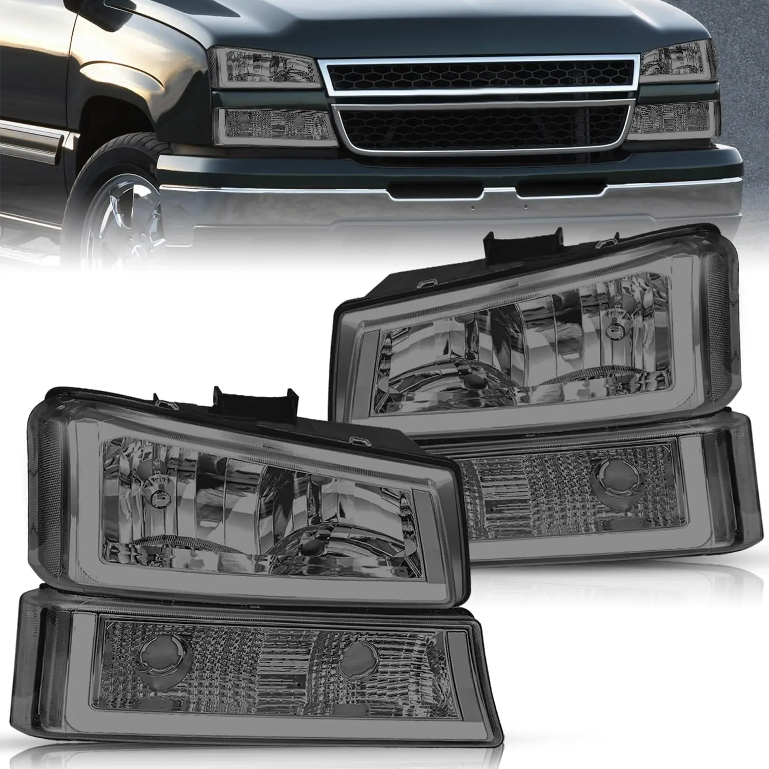 

Фара в сборе со светодиодной подсветкой DRL подходит для Chevy Silverado 2003-2006 2003-2006 Avalanche с бампером, 4 шт., сторона для пассажиров и водителя