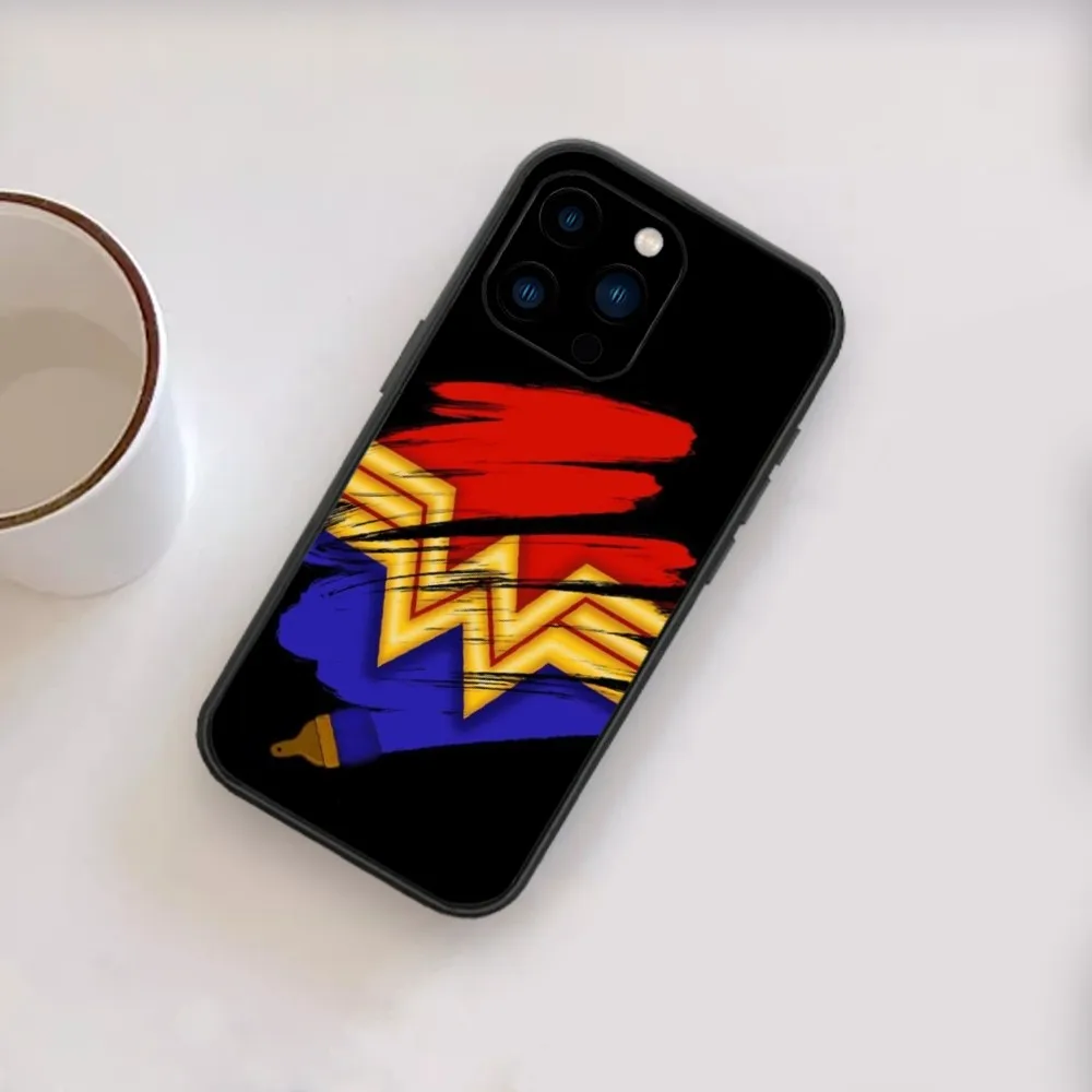 Beast Kingdom Wonder Woman Logo Hero Phone Case For iPhone 13 14 15 11 12 X XS Mini Pro Max Black Cover