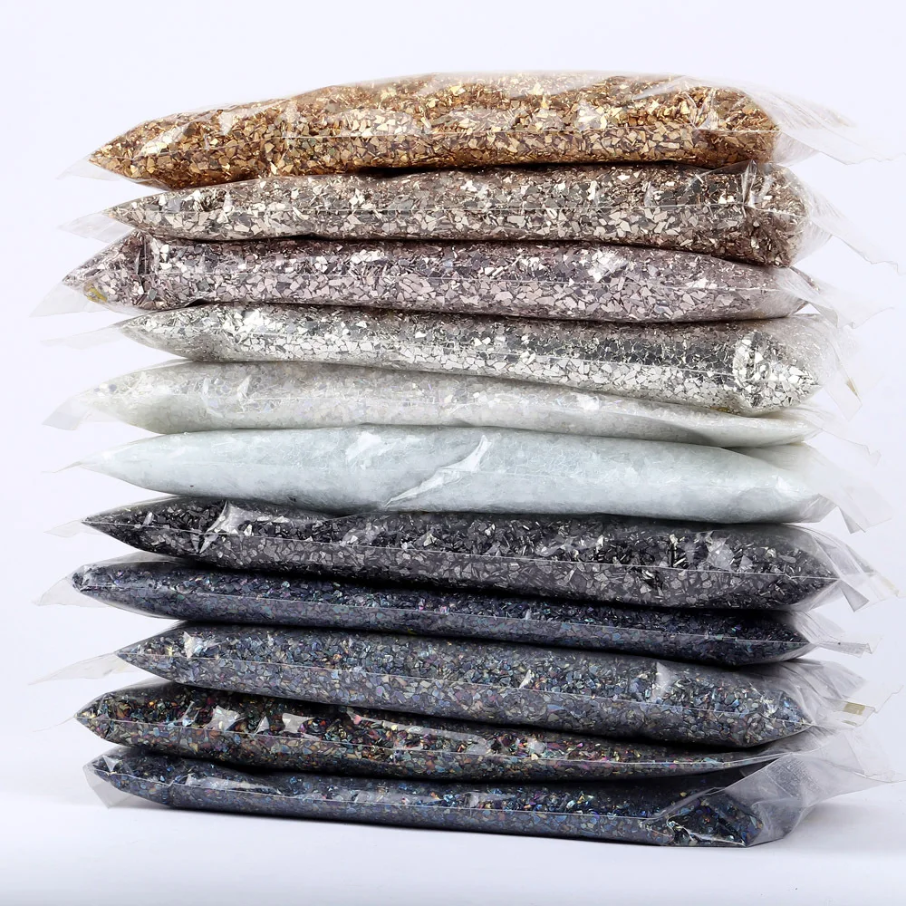 100g Crushed Glass for Crafts 2-4mm Irregular Glitter Metallic Flat Stone Craft Resin DIY Vase Fillers Nail Art Jewelry Making