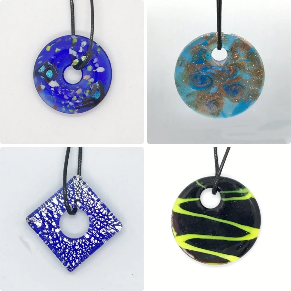 Handmade Murano Glass Women's Necklace Pendant Multiple Style Unusual Shaped Girl Glass Jewelry Fit Sweater Chain Wedding Party