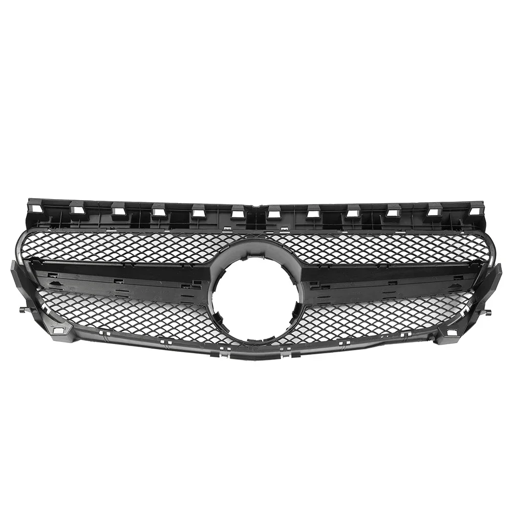 Front Bumper Grille Inlet Grill GT Diamond For Mercedes C117 W117 Benz 2013 -2019 Tuning Facelift Chrome Silver AMG Style Grille