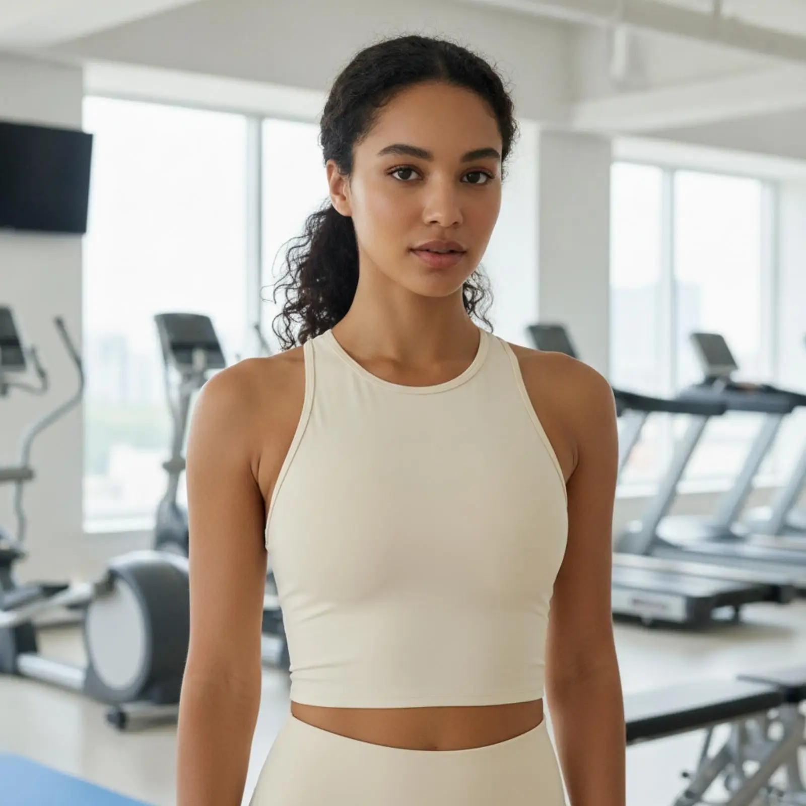 Women Workout Tank Top with Removable Cups Sports Bra Crop Shirt for Fitness Gym Yoga Running