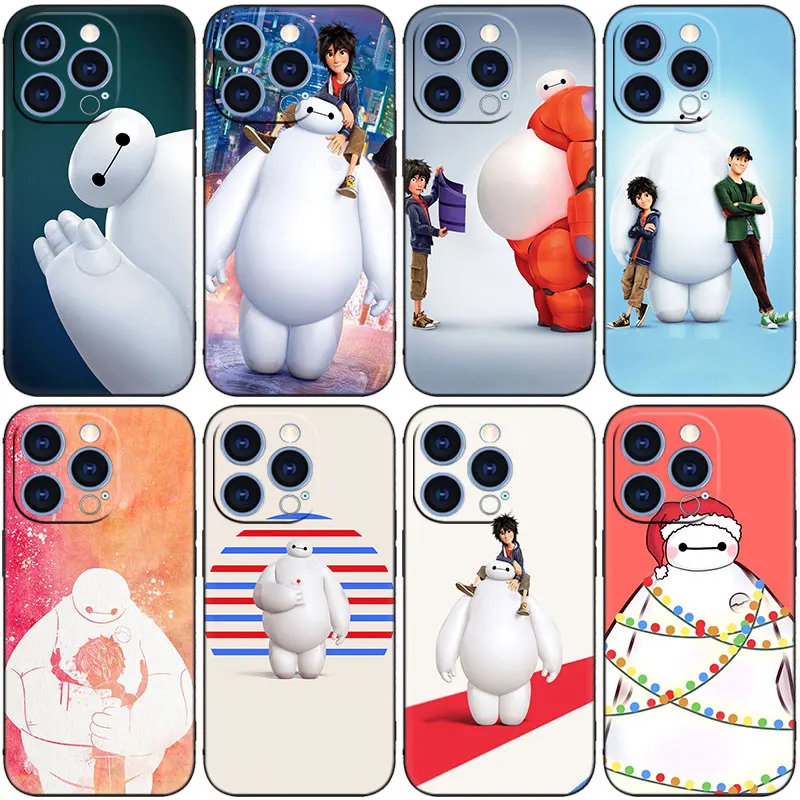 Big Hero 6 Baymax Phone Case For Apple iPhone 14 13 12 Mini 11 Pro XR X XS MAX 6S 7 8 Plus 5S SE 2020 2022 Black Cover