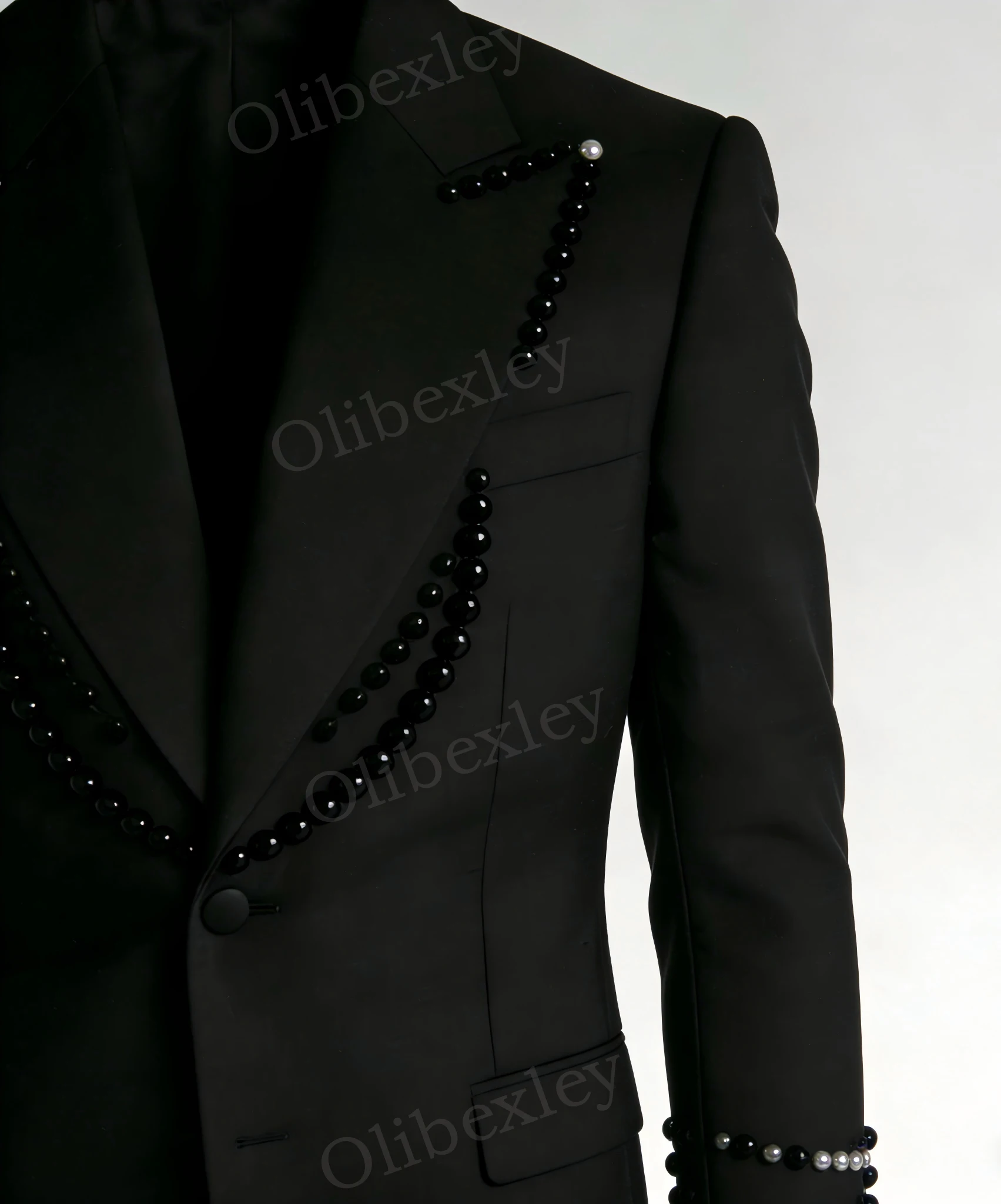 Męski luksusowy smoking na zamówienie, dwuczęściowy, jednorzędowy, dopasowany krój, wysoka jakość, formalny, biznesowy, na ślub, garnitur dla pana młodego.