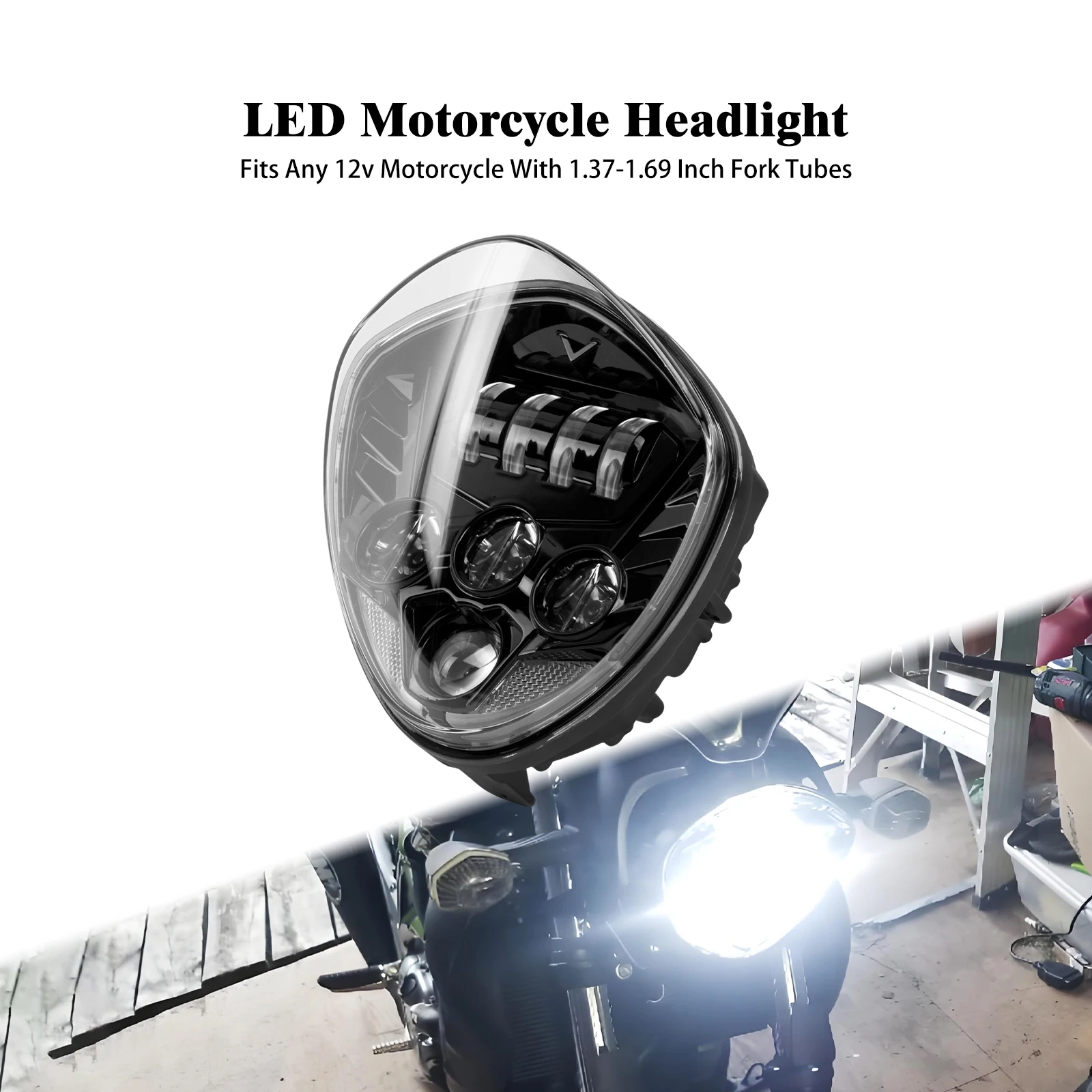 

Motorcycle 7'' LED Headlight High Low Beam Front Light Universal For Harley For Honda For Kawasaki Racer Bobber Chopper Custom