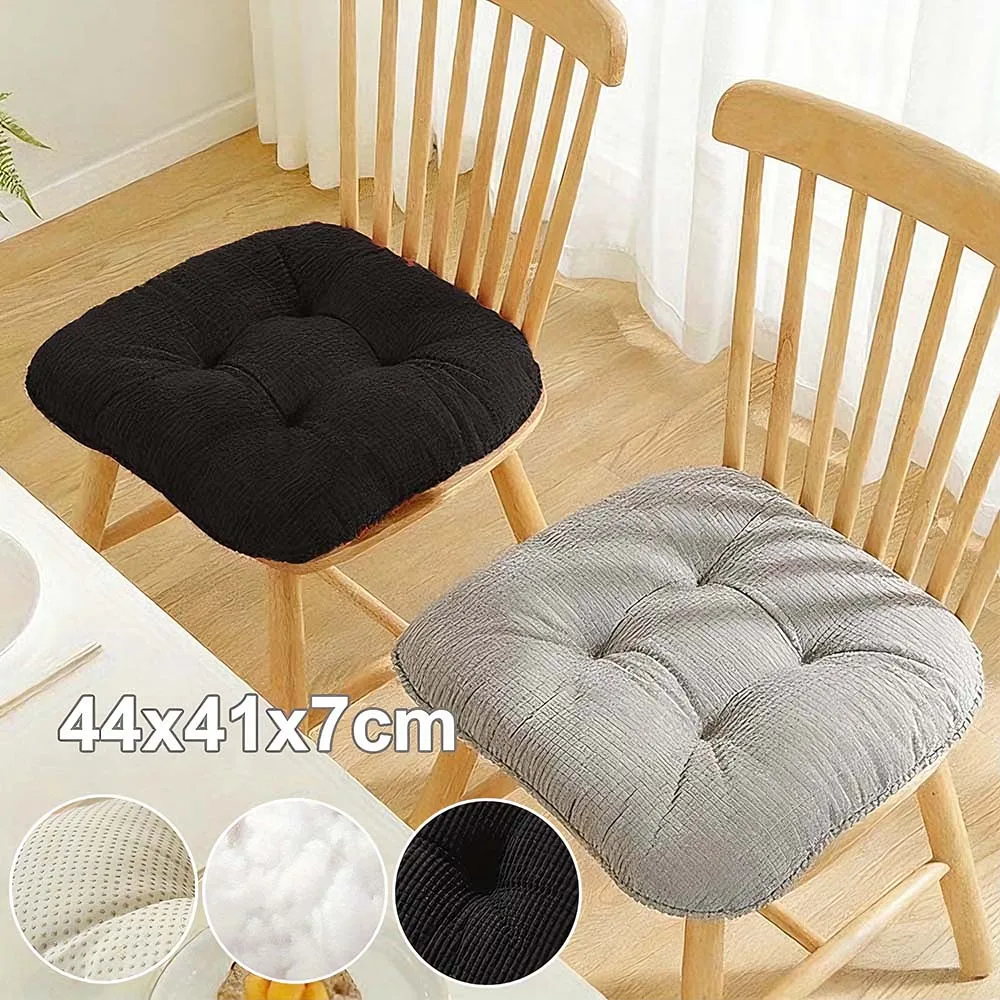 Horseshoe Chair Seat Cushion Tufted Corduroy Seat Pads with Fixing Ties Outdoor Tatami Floor Pillow Reading Cushions 44x41x7cm