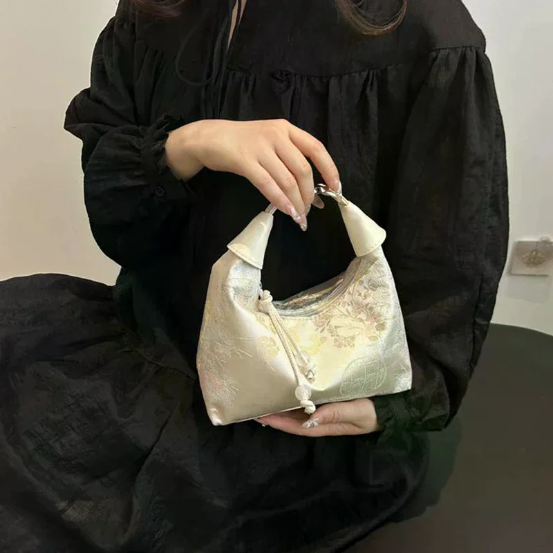 

New Chinese Style Fine Embroidery Women's Handbag Chic Summer Fashion Shoulder Crossbody Daily Party Tote Bucket Bag