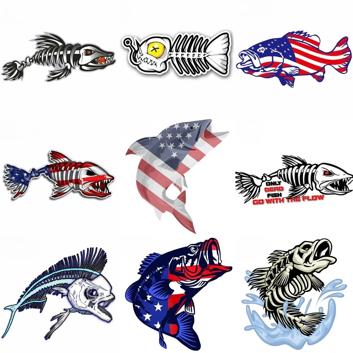 

Creative Fish Fishbone PVC Waterproof Sticker for Decorate Car Motorcycle Laptop Window Off-road Wall Table Decal Accessories