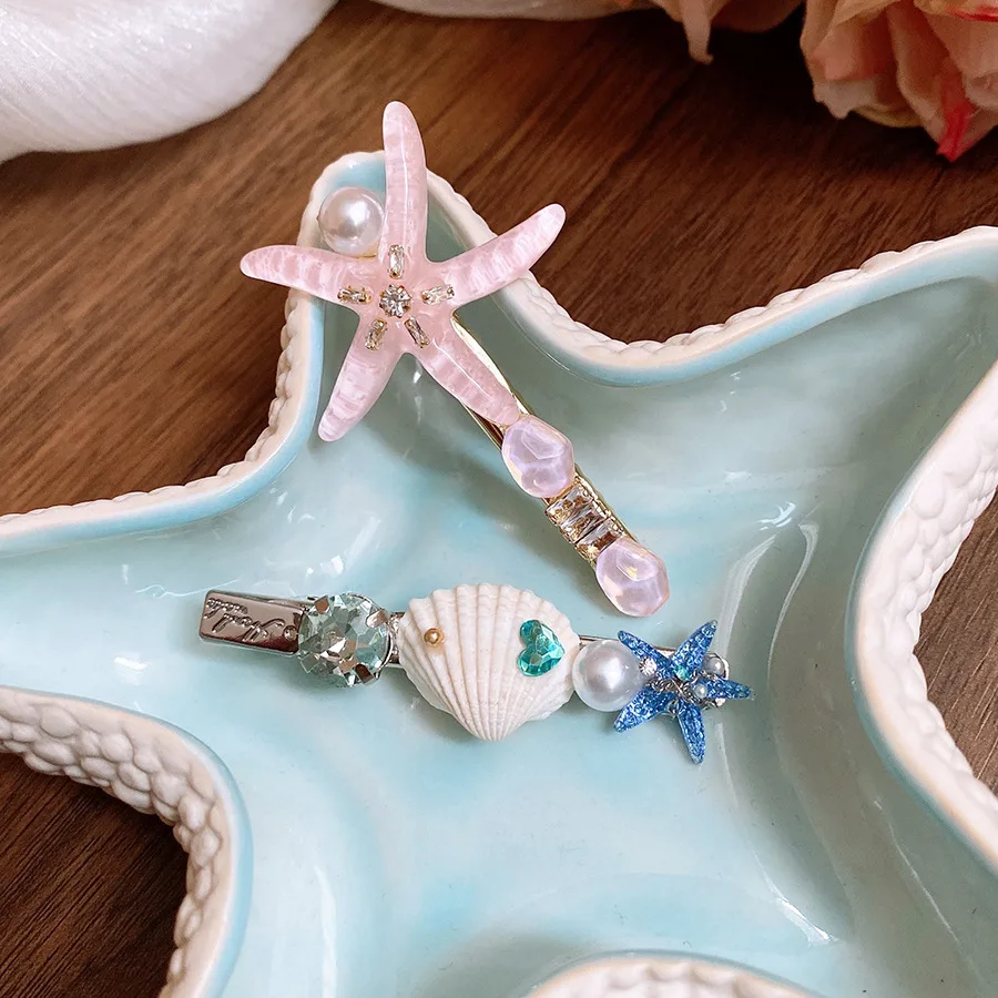 

Милая милая заколка для волос в виде ракушки со стразами, звезда, утка, билл, летний пляжный аксессуар