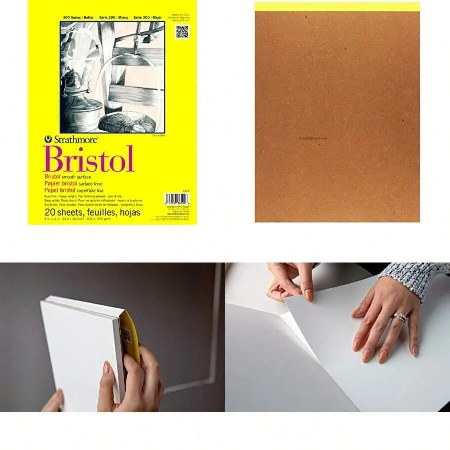 

300 Series Bristol Paper Pad Tape Bound 20 Sheets 100lb/270g - Artist Paper For Adults And Students - Markers Pen And K