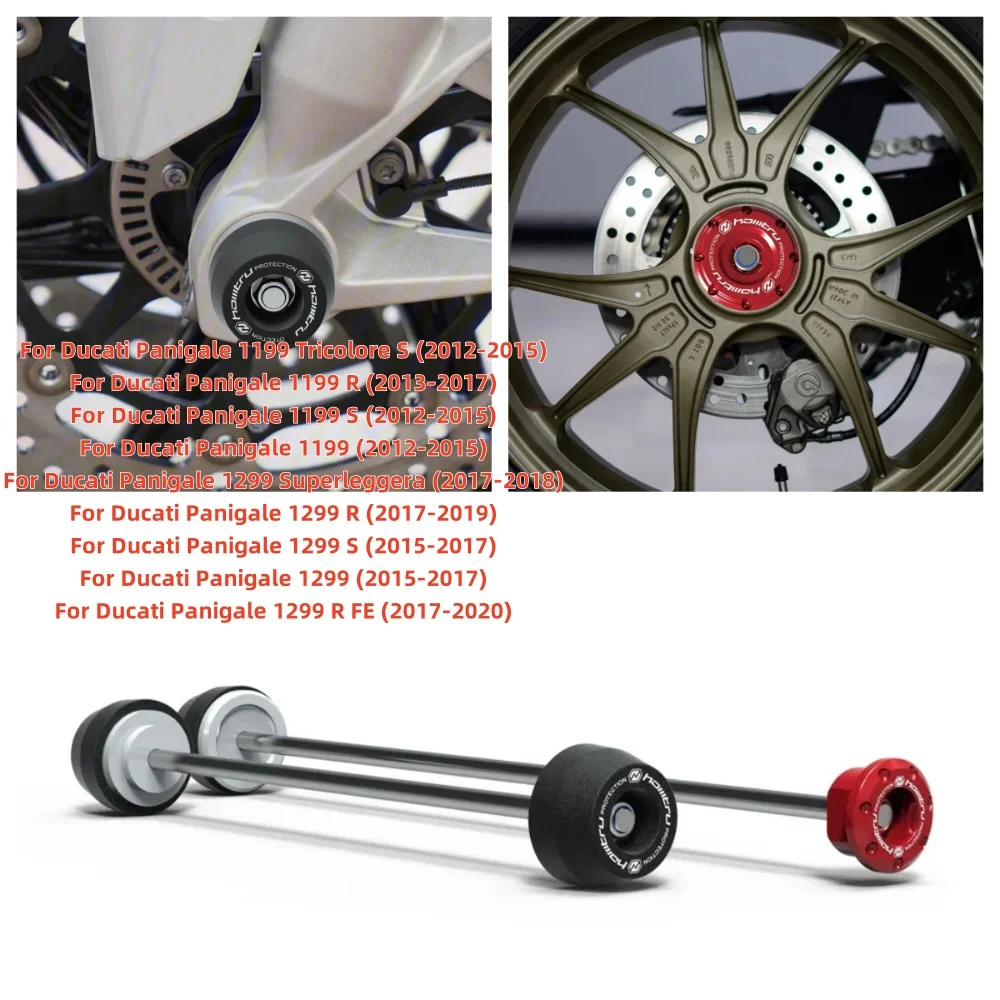 

For Ducati Panigale1199 1199S 1199R 1299 1299S 1299R 2012-2020 Moto Rear Front Axle Fork Crash Slider Motorcycle Wheel Protector