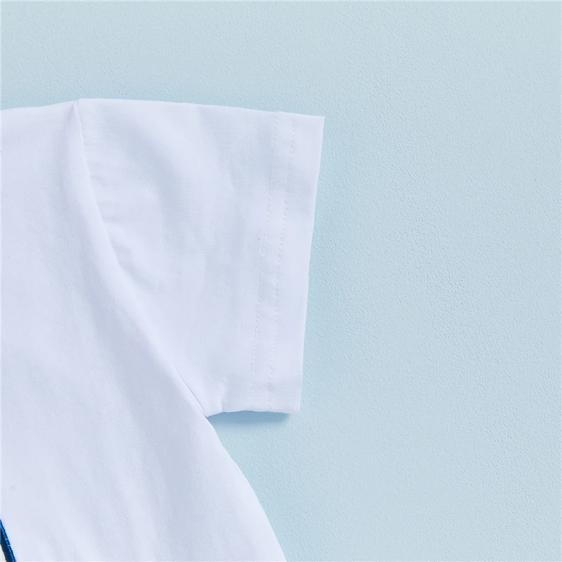 أطقم ملابس الهالوين للأطفال والأولاد تي شيرت مطرز بأكمام قصيرة مع شورت مخطط طقم ملابس صيفية للأطفال الصغار