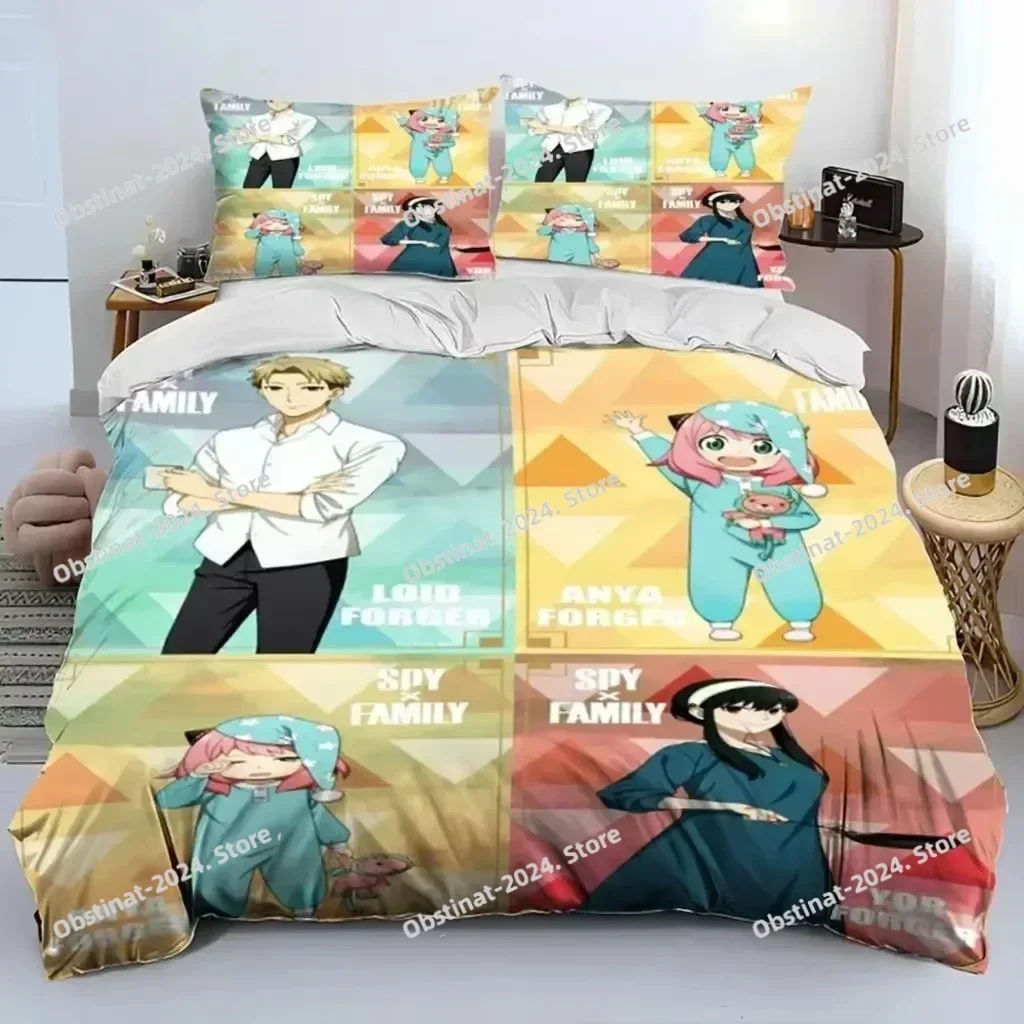 New Anime SPY×FAMILY Anya Bedding Set Printed single Comforter Quilt Cover Duvet Cover Pillow Case 3 Pieces Sets Kids Adult Size