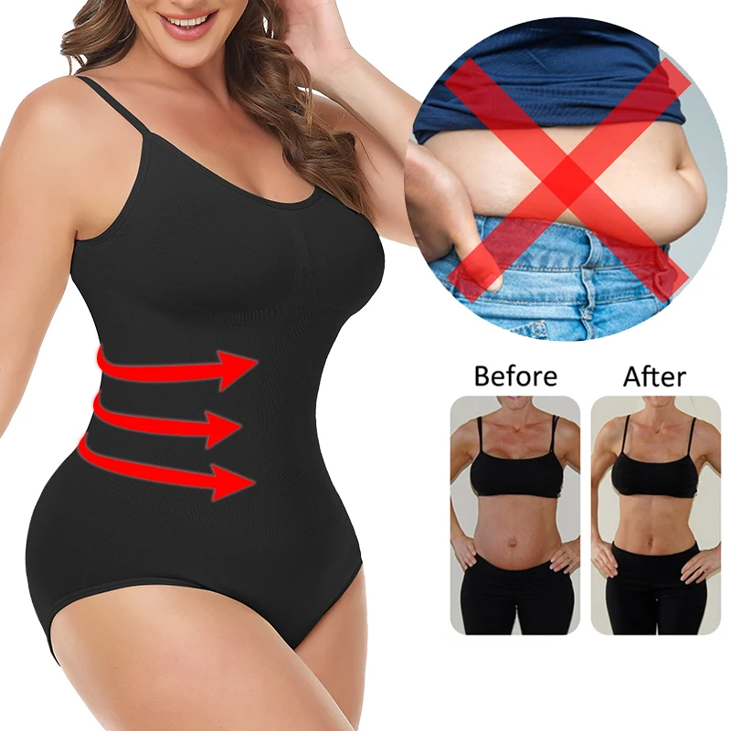 Women Slimming Bodysuits Shapewear Tops Tummy Control Body Shaper Spaghetti Strap Camisole Corsets  Leotards Bodycon Jumpsuit