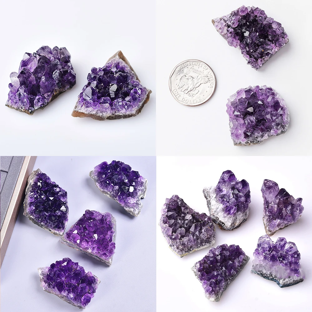 Natural Amethyst Cluster Purple Quartz Uruguay Cluster Irregular Crystal Mineral Stone Crafts Home Decoration Desktop Ornament