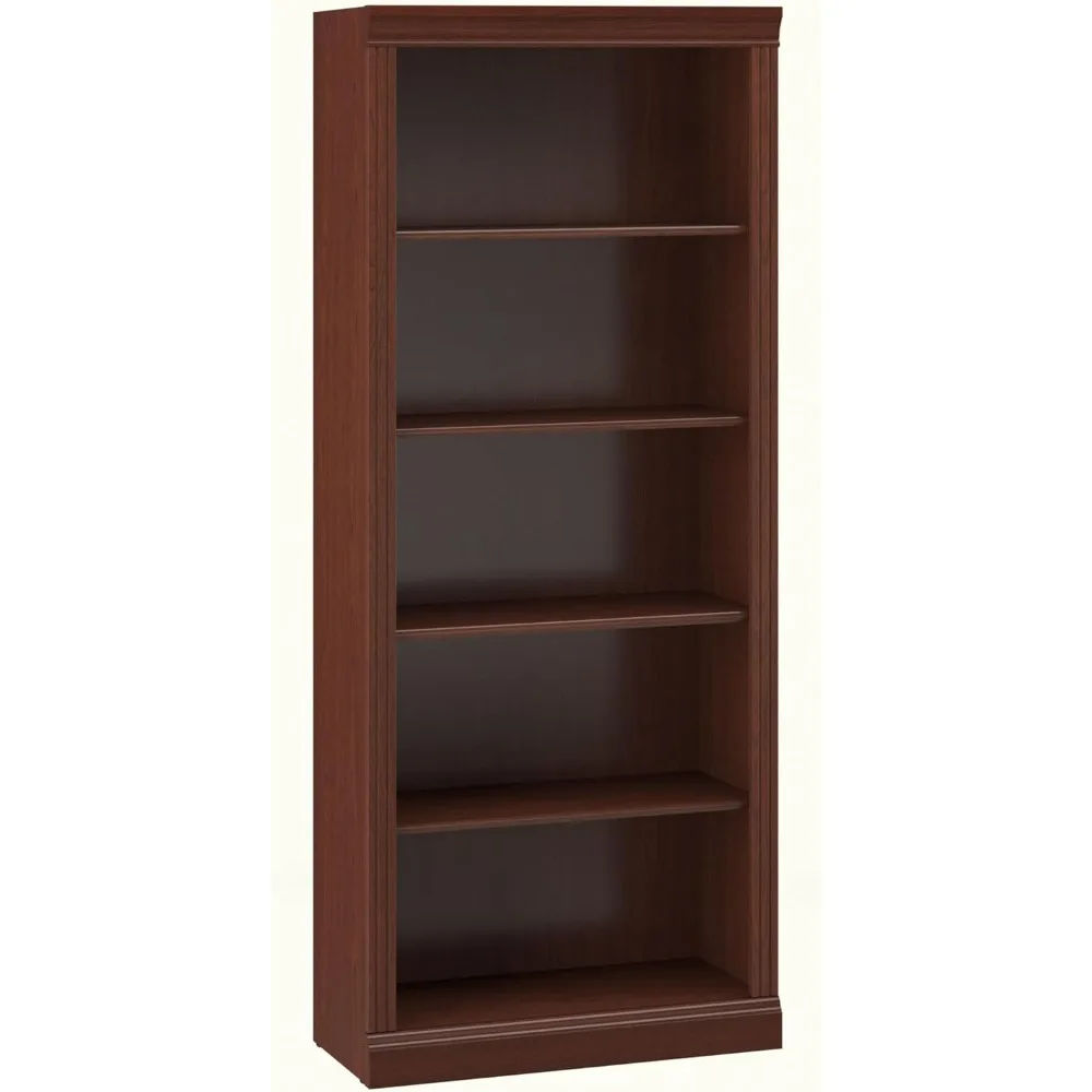 Add 5 bookshelves, three adjustable shelves to accommodate books of various sizes, linen white oak and modern grey finishes