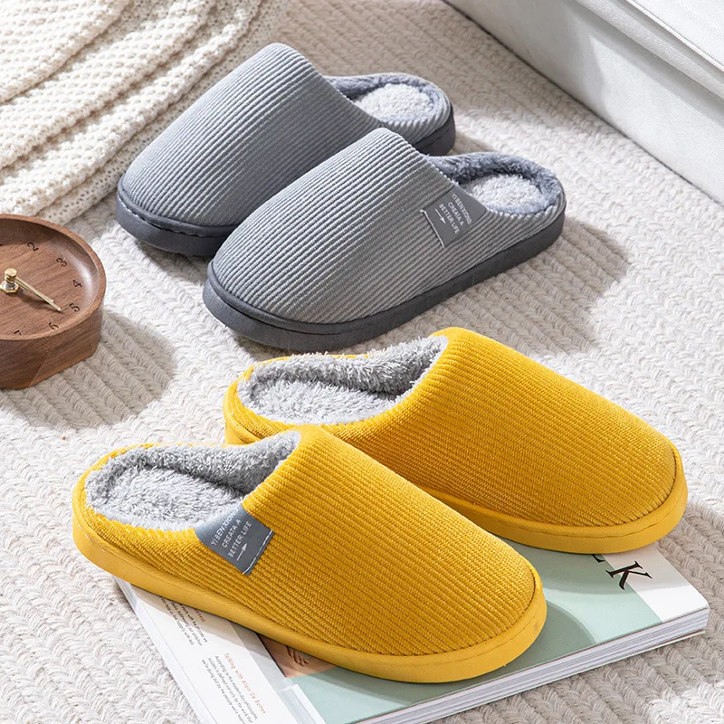 Women Home Slippers Winter Warm Casual Shoes Men Soft Sole House Slides Non Slip Flats Indoor Bedroom Couples Floor Slipper