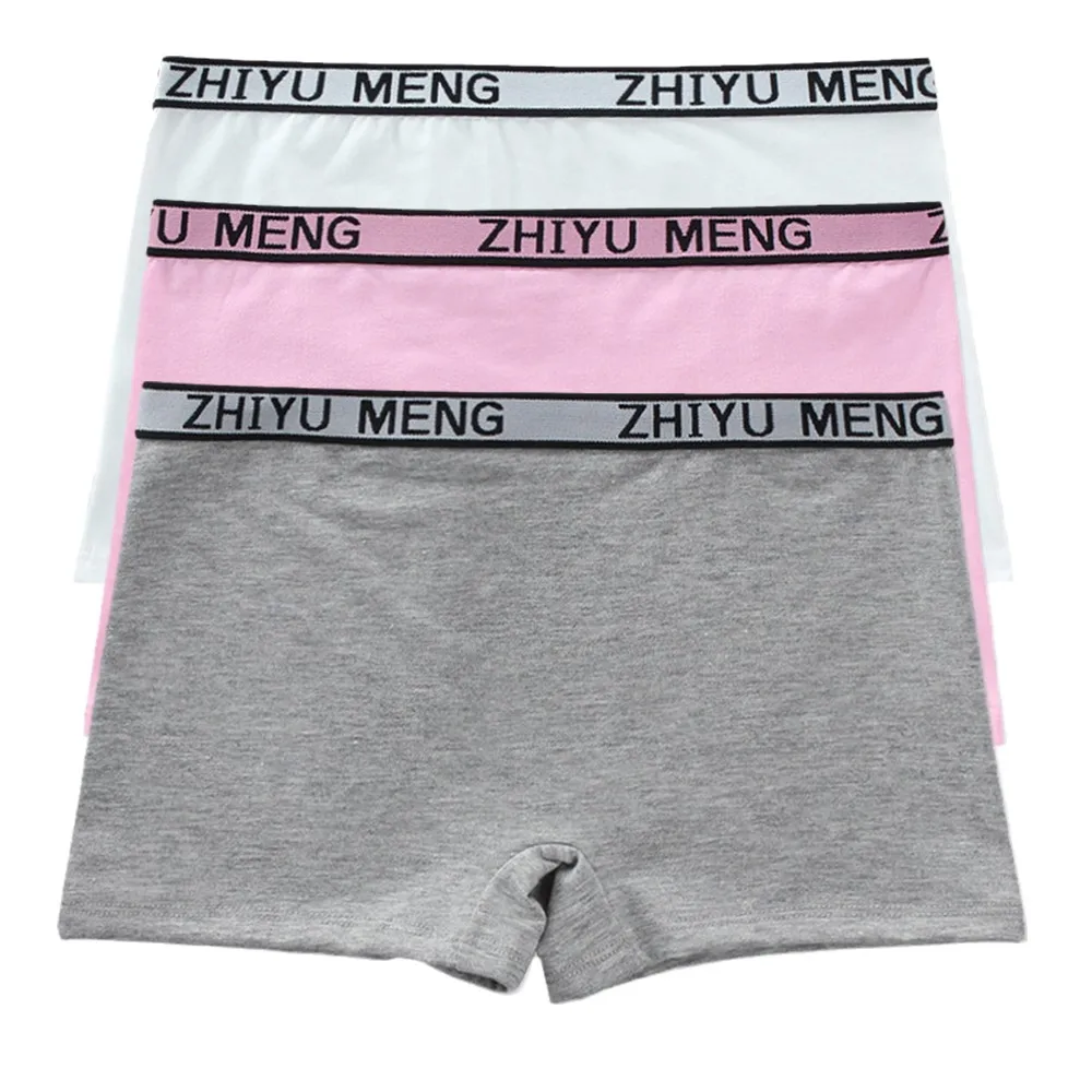 3PCS New Teenage Girls Panties Cotton/Spandex Letter Middle-waist Young Children Student Briefs Underwear Kids Underpants 8-16Y