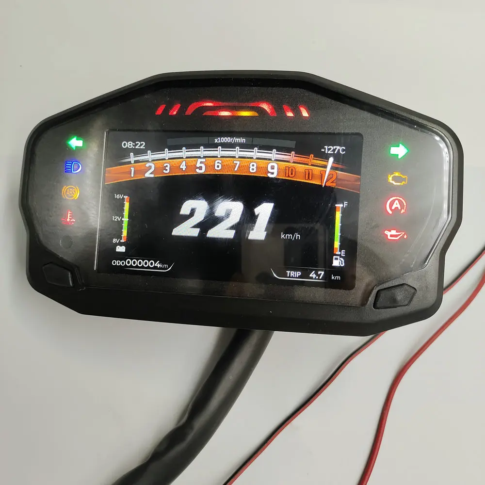 NEW TFT MOTORCYCLE INSTRUMENT UNIVERSAL FOR ANY VEHICLE CAN SET DATA CHINESE/ENGLISH VERSION 1/2/4 Cylinder MOTORBIKE SPEDOMETER