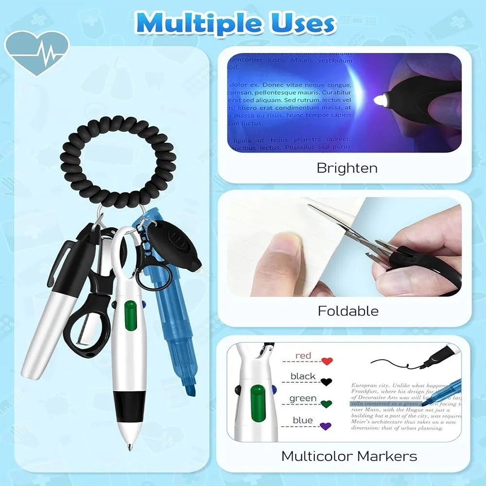 New Portable Nurse Pen Pack Retractable Lanyard Keychain Nurse Badge Set Durable ID Badge Reels Nurse Badge Clip Accessory Gift