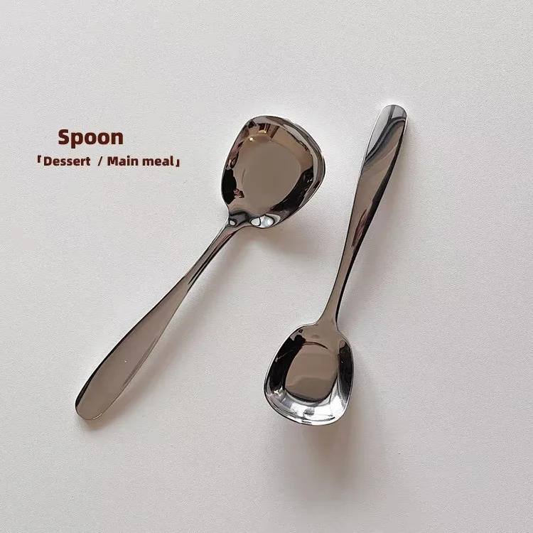 

Korean Version Household Dessert Ice Cream Spoon Rice Spoon Wholesale High-quality Tableware Stainless Steel Spoon