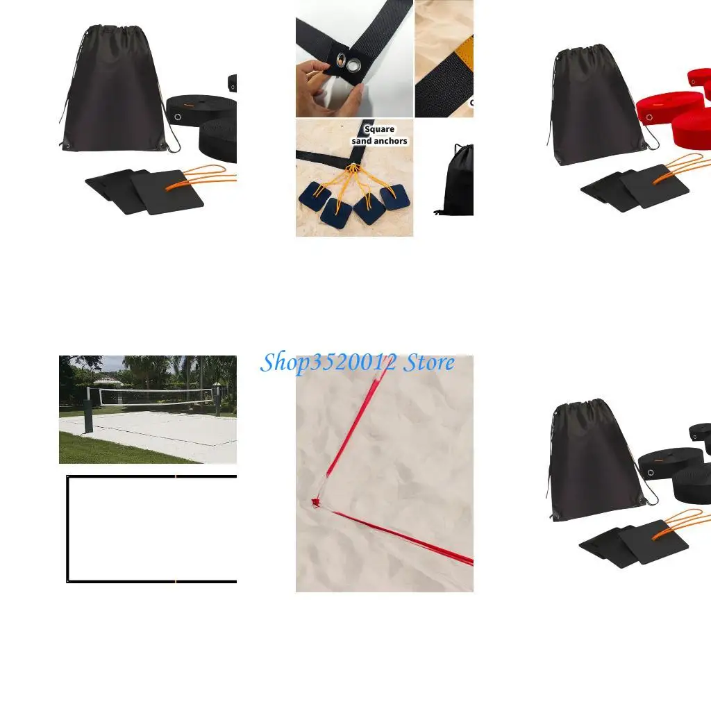 

27RD Portables Beach Volleyballs Courts Line Set with Sand Anchors and Carry Bag