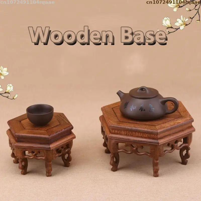 Wooden Miniature Standing Flower Base Vase Figurines Flower Pot Sorting Table Rack Log Lathe Bonsai Plant Shelf Tea Set Pedestal