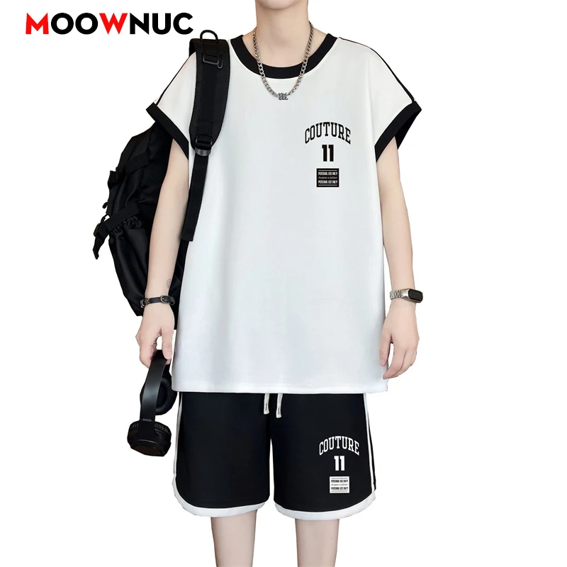 

Men Tracksuit Casual Joggers Sportswear T-shirt and Shorts 2 Piece Sets Hip Hop Running Sports Suit Mens Clothes Summer New