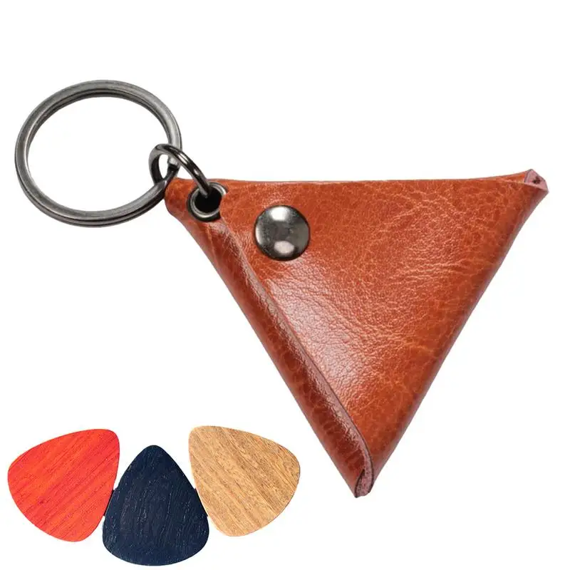 Guitar Pick Holder Leather Keychain Case Bag for Guitar Pick Quarter Keychain Folk Guitar Pick Bag Guitar Keychain Guitar