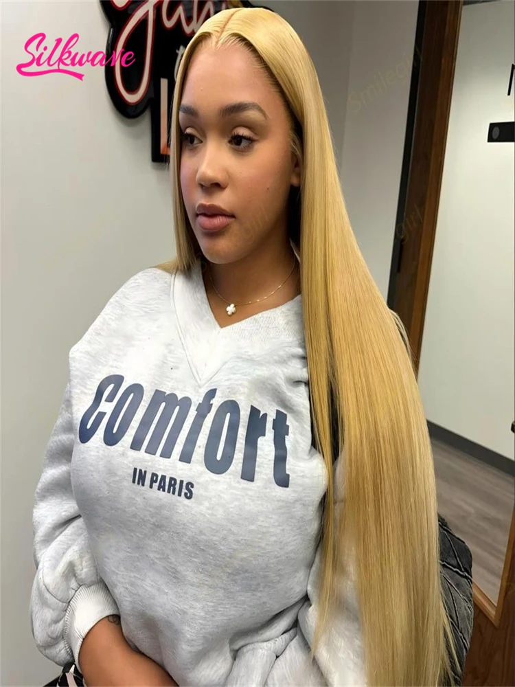

Silkwave 27 Honey Blonde Human Hair Straight Wig 13X6 Lace Frontal Preplucked Wig 13x4 30 Inch Lace Front Colored Wigs For Women