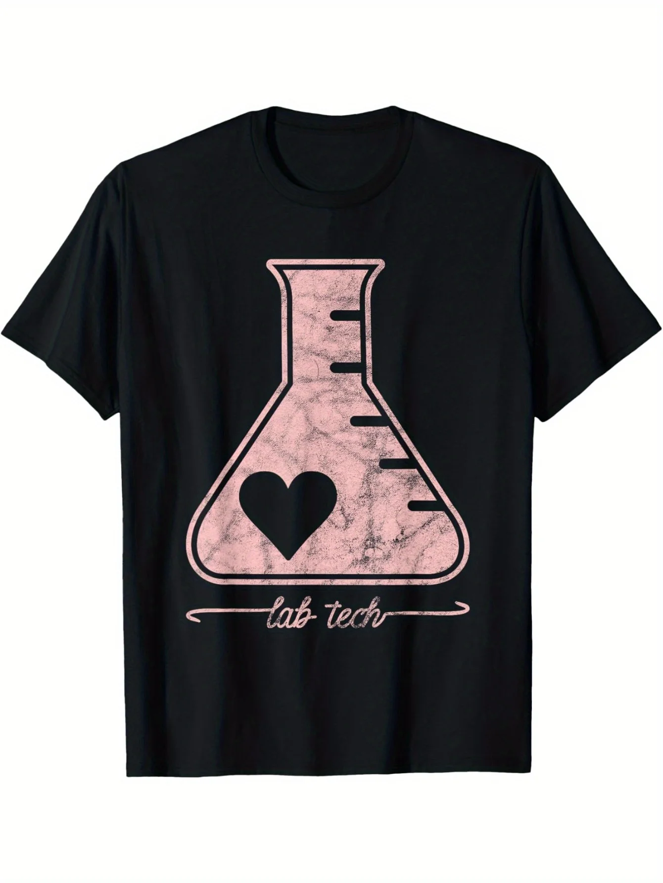 

Lab Tech Heart Graphic Tee Science Laboratory Technician Cotton T-Shirt Casual Daily Wear for Medical Professionals