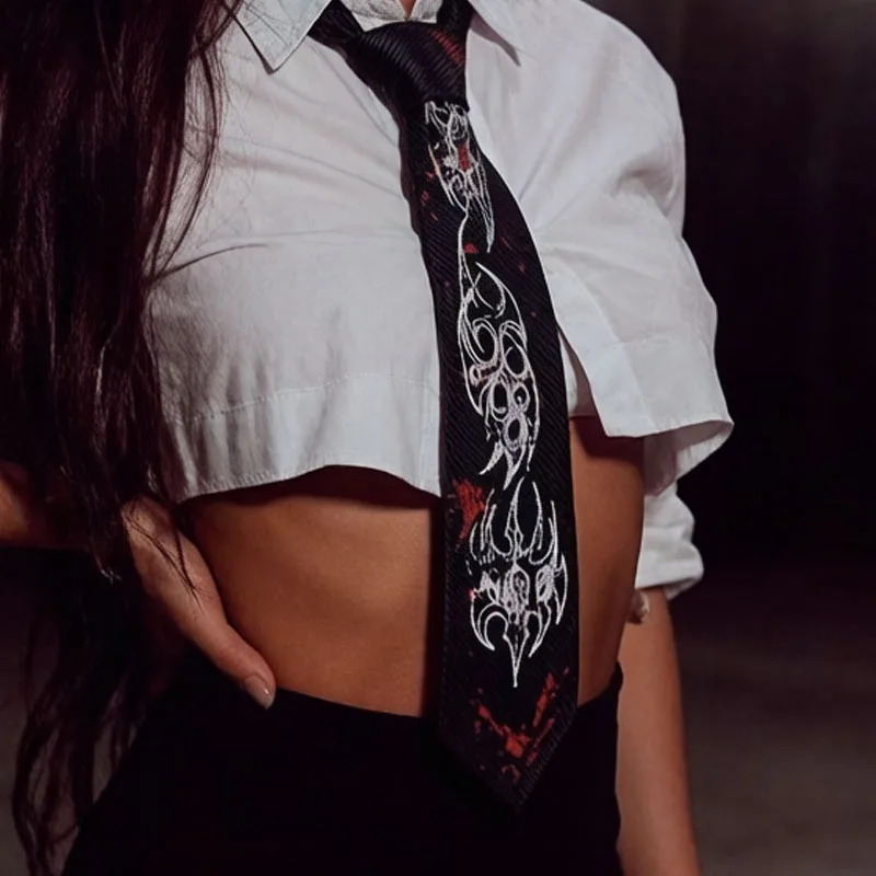 2026 New Retro Gothic Street Cartoon Pattern Digital Print Neck Ties Casual Style Men Women Individuality Handsome Trendy Tie