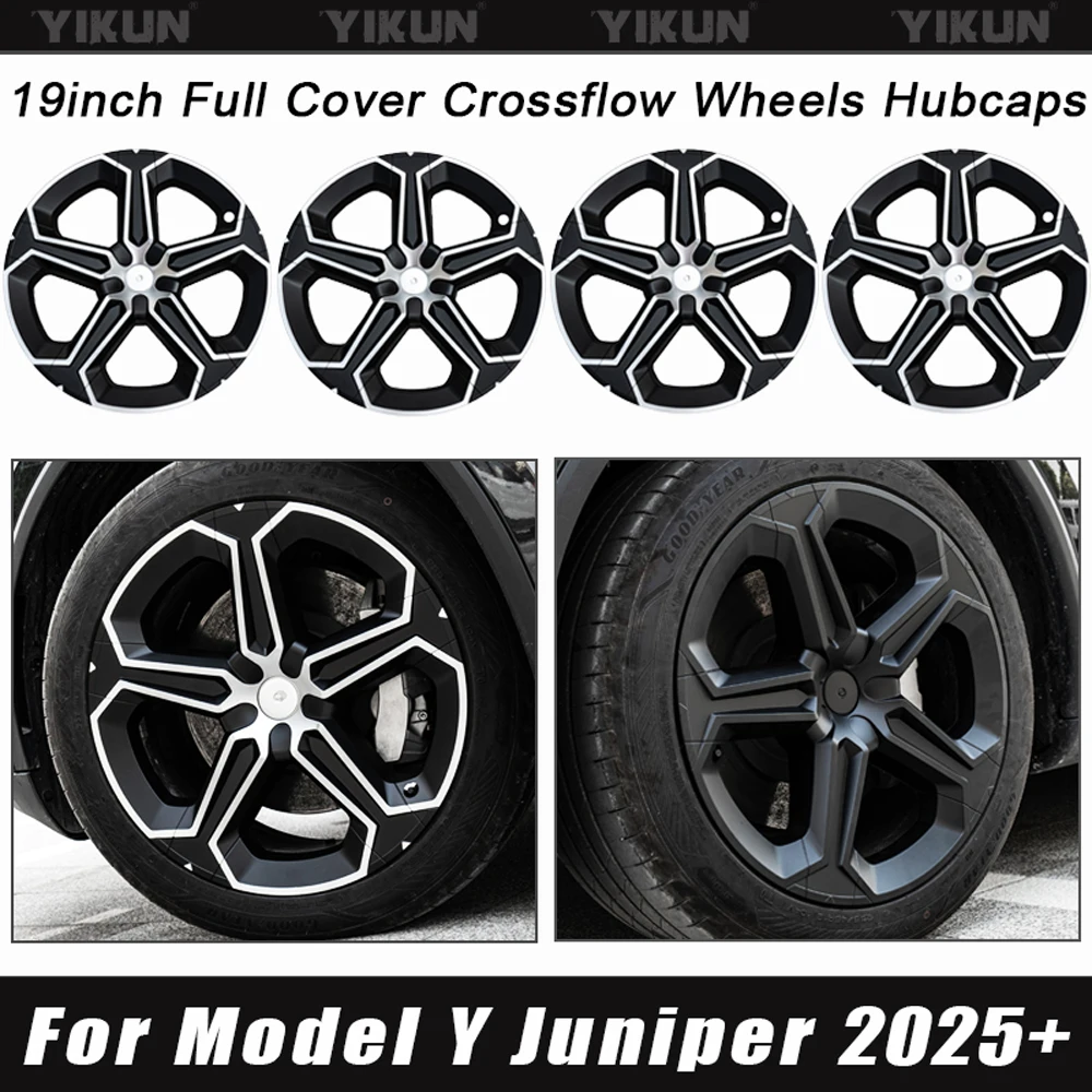 

4PCS Wheel Covers for Tesla Model Y 19 Inch 2025 Juniper accessories Replacement Crossflow Wheels Full Rim Auto Car Wheel Caps