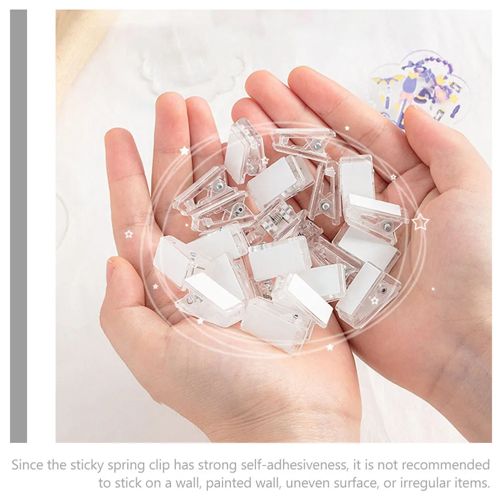 20 шт., прозрачные самоклеящиеся настенные зажимы для подвешивания, маленькие пластиковые пружинные зажимы, поделки своими руками, постеры, идентификационные значки