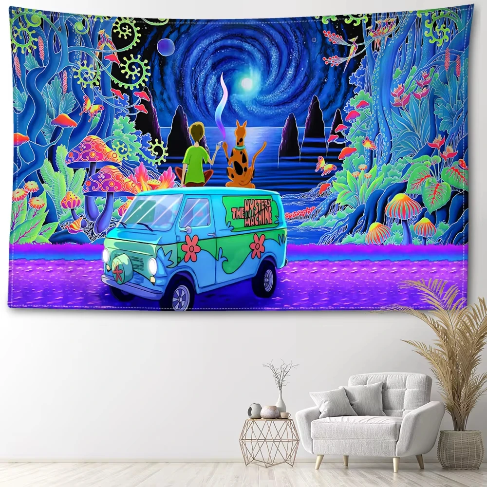 Mysterious Mushroom Forest Wall Tapestry Simple Abstract Landscape Flat Print Bohemian Home Decor for Dorm Living Room