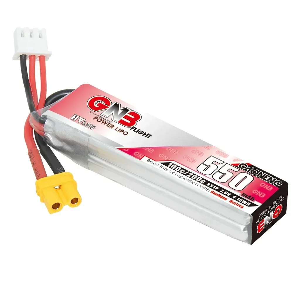 GNB 2S 7.6V 550mAh HV Lipo Battery For Happymodel FPV Racing Cine Whoop BetaFPV RC Drone 7.6V Battery 100C With XT30U-F Plug