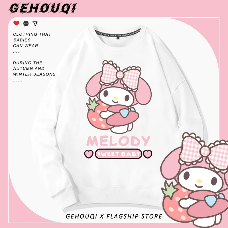 

Cartoon Sanrio Co-branded Crewneck Hoodie Female Cinnamon Dog Kuro Mi Melody Girls Anime Surrounding Clothing Tide