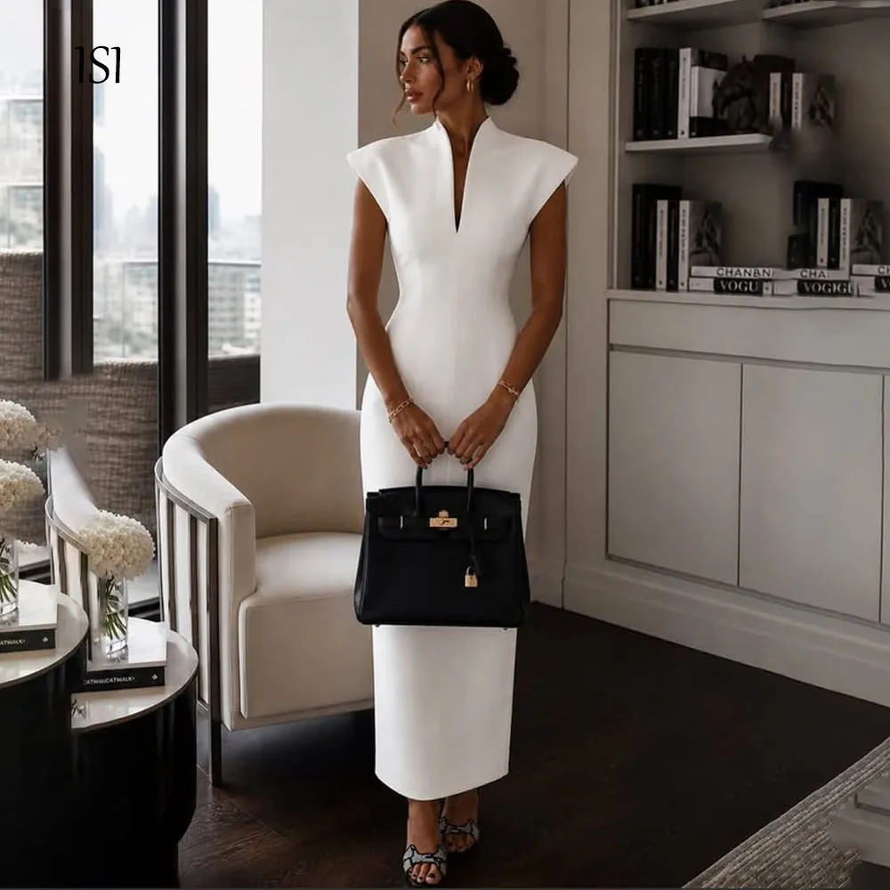 ISI Hochwertiges Meerjungfrau-Trompetenkleid mit kleinem V-Ausschnitt, ärmelloses Abendkleid, knöchellanges Partykleid, individuell gestaltet