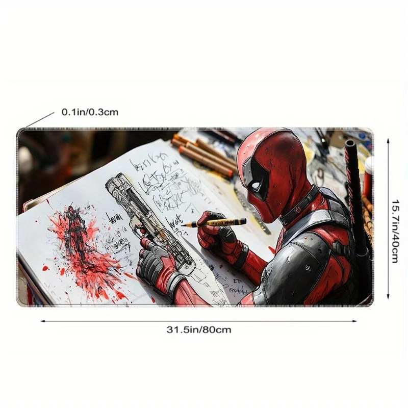 لوحة ماوس الألعاب Deadpool - "الأبطال في أطراف أصابعك!" تصميم، سجادة مكتب مطاطية كبيرة للاعبين والمعلمين، هدية مثالية لـ Phy