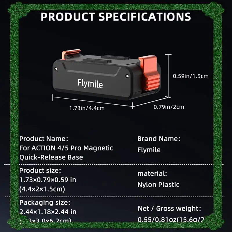 Pengiriman 24 Jam Flymile Magnetic Rilis Cepat Alas Dudukan Sepatu Dingin untuk Adaptor DJI ACTION 4/5 PRO Dilengkapi Sekrup 1/4 Inci Mou