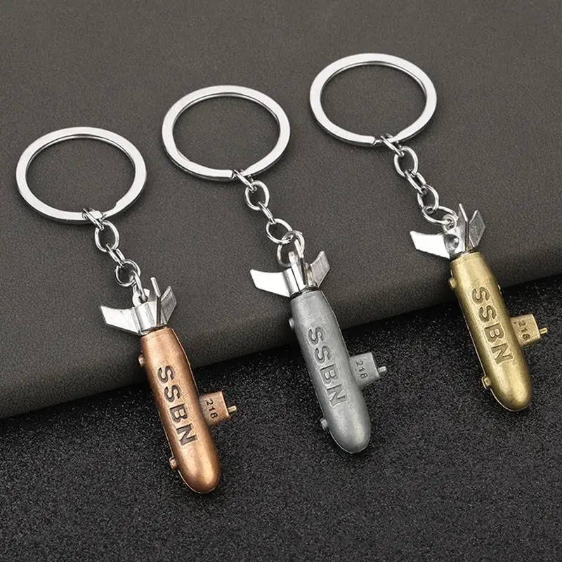 Submarine Key Ring 3D Submarine Model Vintage Key Ring Fob Chain Holder Hung Key Chain Decorations Halloween Gift Keychain