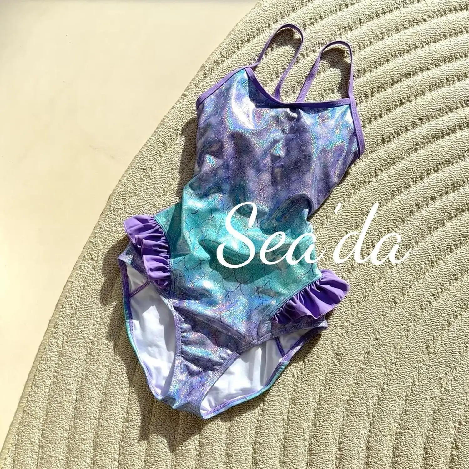 Professional Speed Swimming Suit Mermaid Princess One-Piece Low Cut Double Layered Swimsuit with Chest Pad for Women