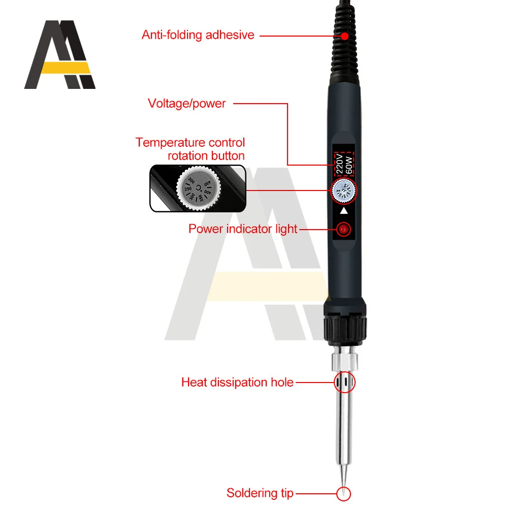 전문 납땜 인두 LED 디지털 온도 조절 전기 납땜 인두, 산업 용접 수리 도구, 60W, 110V, 220V